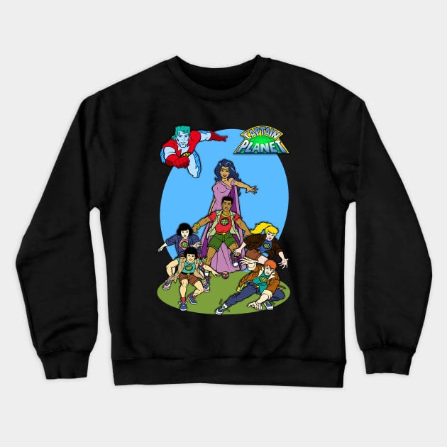 Captain Planet Group 2 Crewneck Sweatshirt by BigOrangeShirtShop